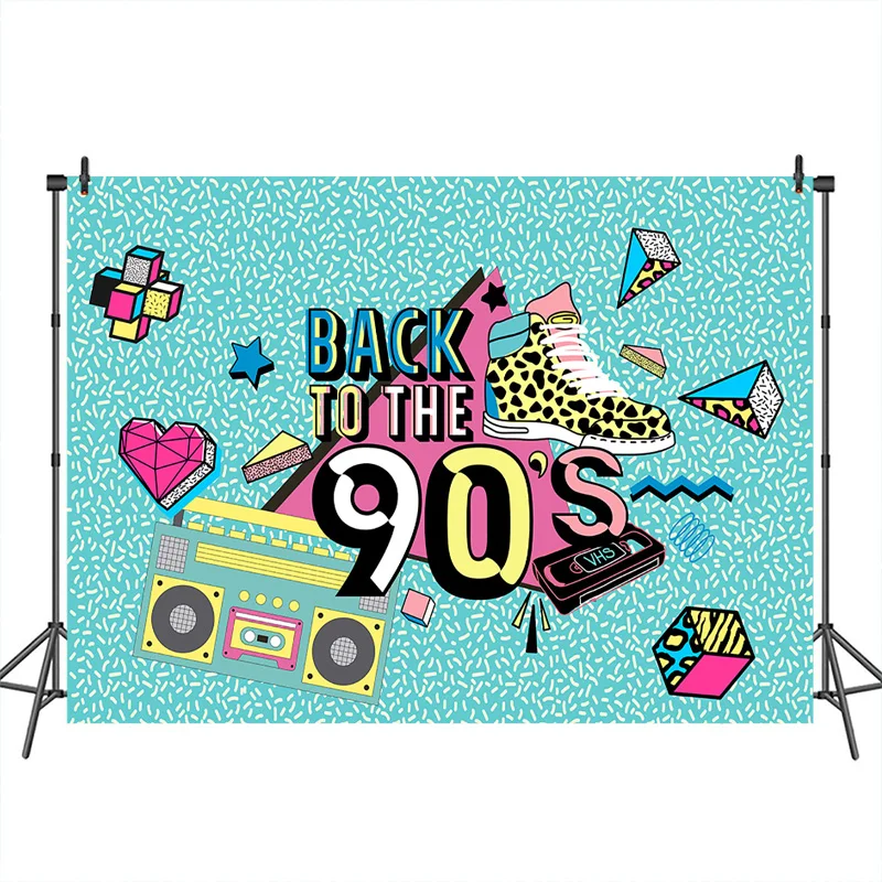 

Back to the 90s Photography Backdrop Hip Hop Theme Party Background Customized Photographic Backdrops for Photo Studio