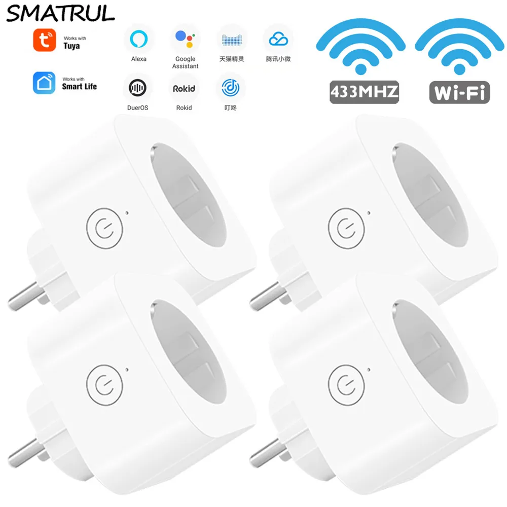 SMATRUL Tuya Smart Life Беспроводной электрическая розетка настенная Wi-Fi RF 433 МГц ЕС 220V Plug