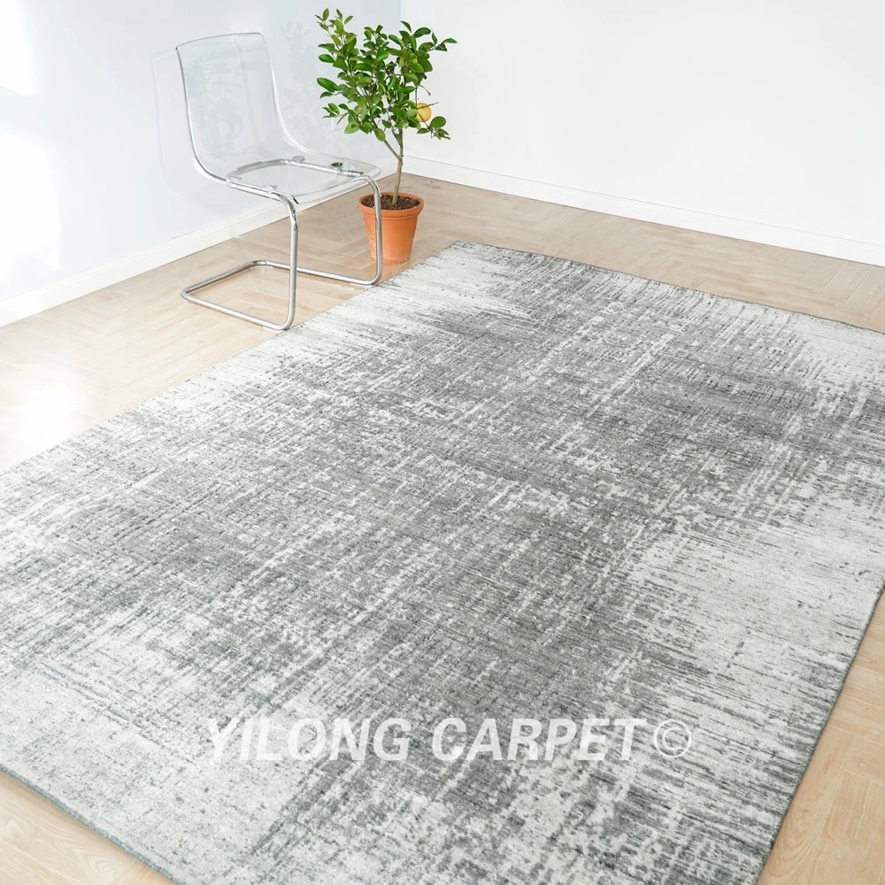 

200x300cm Loom-knotted Wool Silk Area Rug Contemporary Gray Indoor Carpet (HL06)