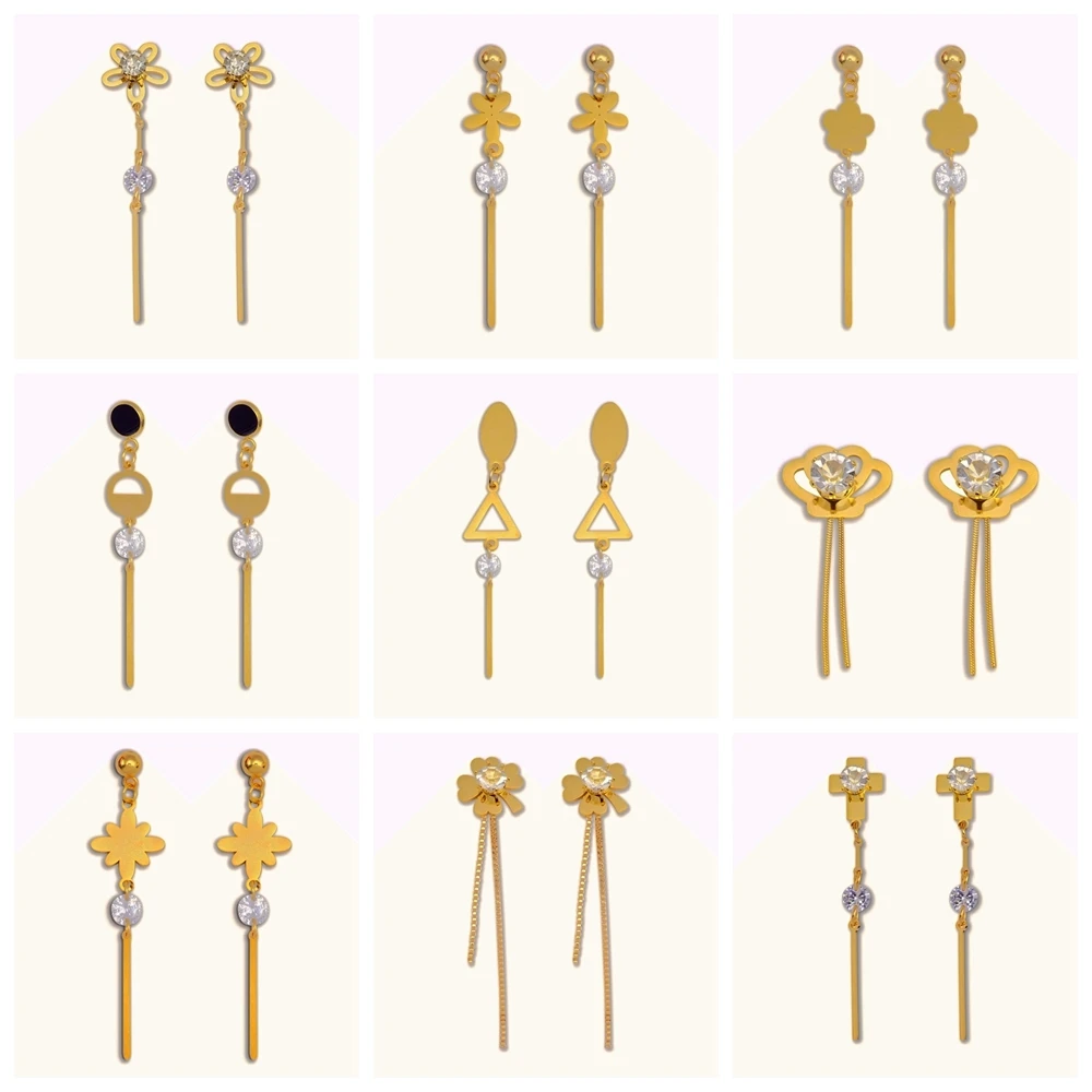 Женские длинные серьги кисточки с черными/белыми кристаллами геометрические