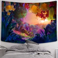 simsant mushroom forest tapestry fairy tale psychedelic forest art wall hanging tapestries for living room home dorm decor