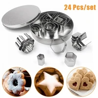 24pcsset kitchen fondant cake mould chocolate cake mold pastry heart shape star flower shape biscuit slicer cookies cutter