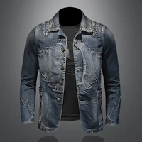 2021 spring and autumn new high quality mens solid color single breasted slim retro long sleeved mens denim jackets