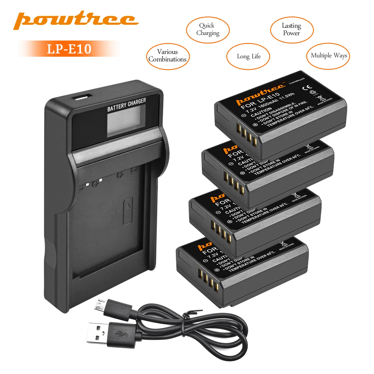 

Powtree 1600mAh LP-E10 LP E10 LPE10 Camera battery for Canon EOS 1100D 1200D 1300D 2000D 4000D Rebel T3 T5 T6 KISS X50 X70