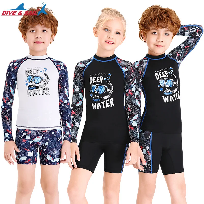 

DIVE & SAIL Rash Guards Boys & girls Long sleeve Snorkeling suit Skin Diving Suit Children's Surfing drifting Sun-proof swimwear