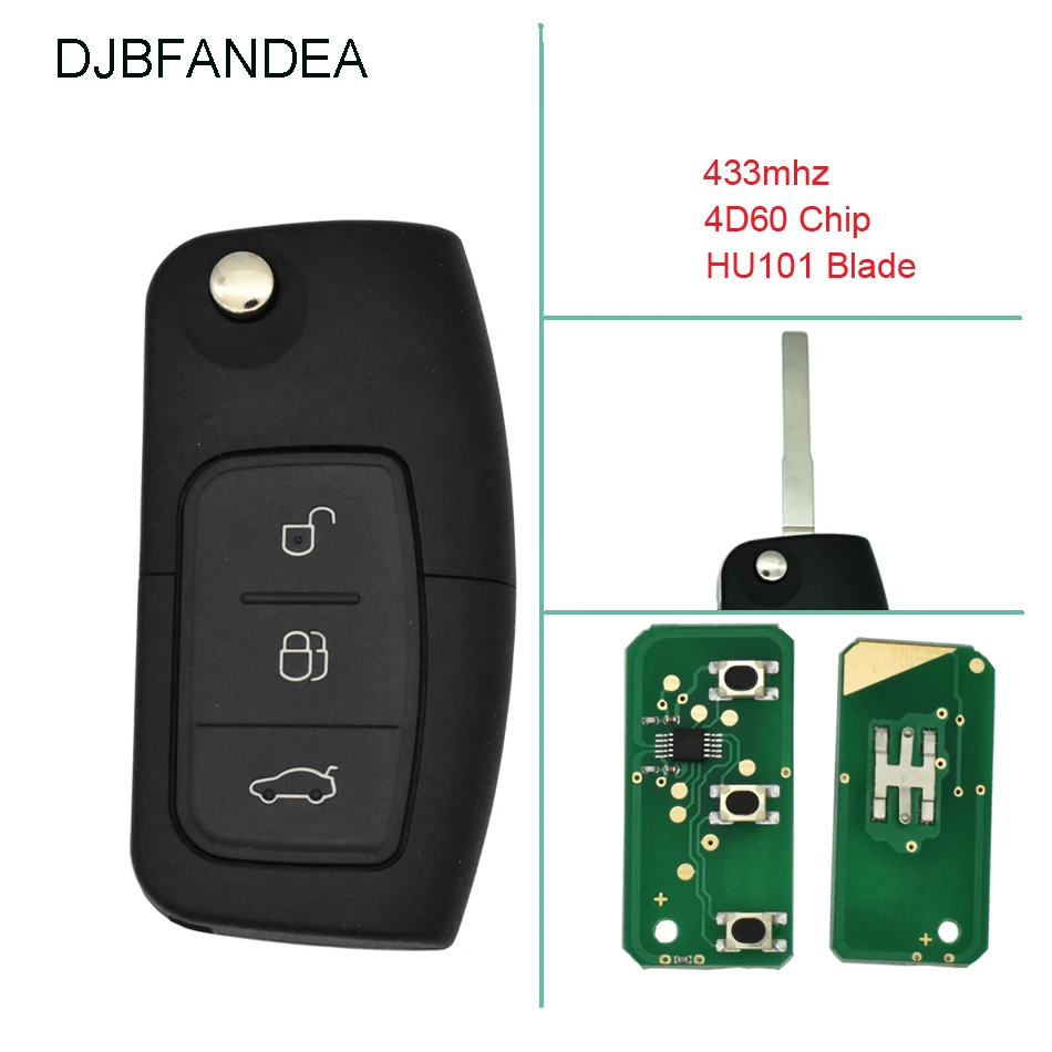 Автоматический дистанционный ключ DJBFANDEA 433 МГц подходит для Ford Mondeo Focus Fusion Fiesta Galaxy