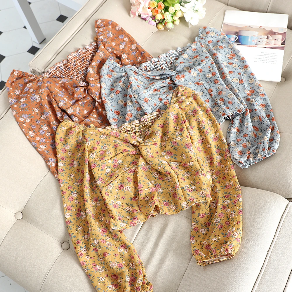 Блузка SINGRAIN женская с цветочным принтом шикарный топ воротником лодочкой