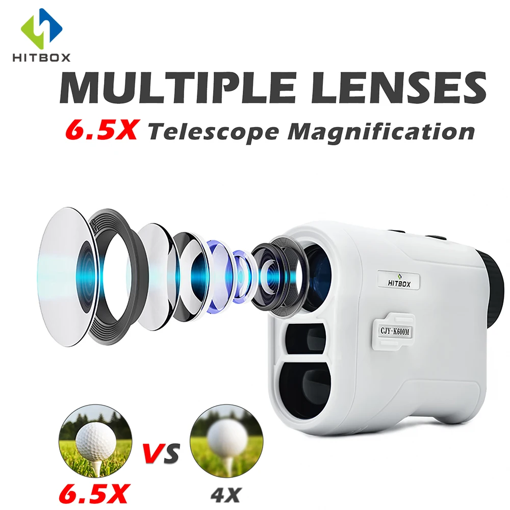 

Hitbox Golf Laser Rangefinder 600m 6.5X Telescope Laser Distance Meter 4 Mode For Hunting Construction Tools