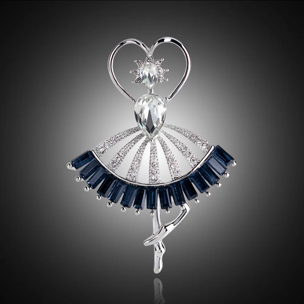Женская брошь в форме сердца ярко-синяя красивая для танцев стразы Ювелирное