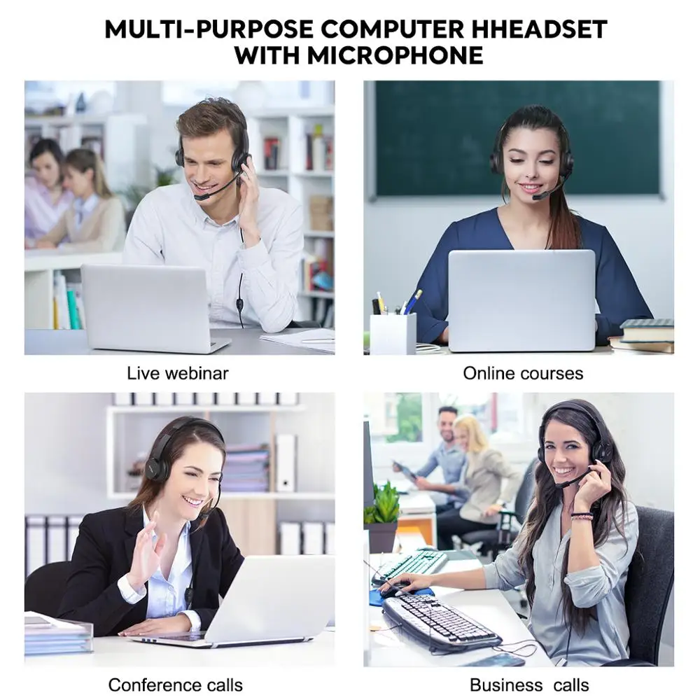 

EKSA H12 Wired Gaming Headphones Computer Headset Gamer with Microphone Mute Control For Call Center Skype Online Class PC PS4