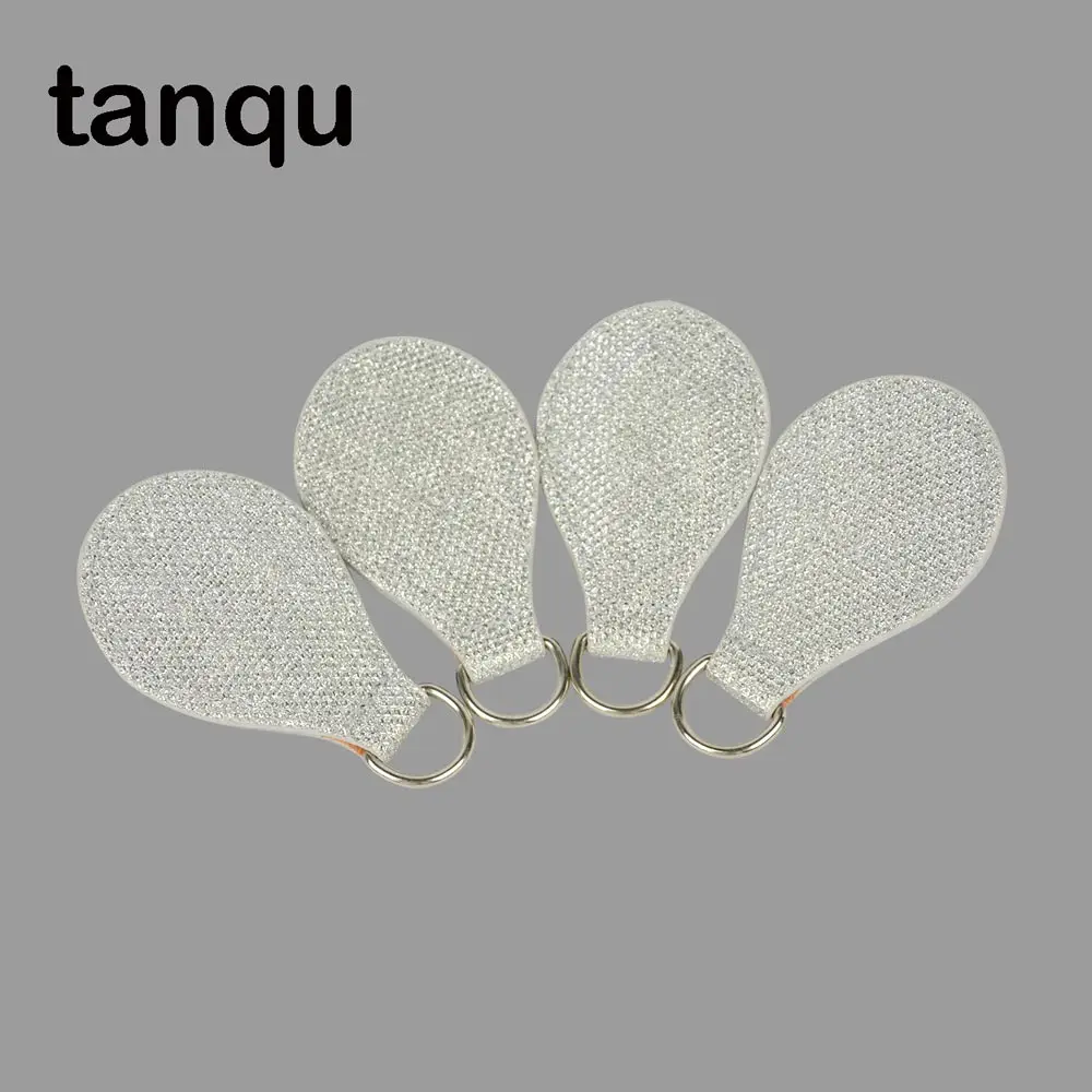 New 2 Pair 4 PCs Shiny silvery Leather Drop End for Obag Handle Attachment O Bag Obasket DIY | Багаж и сумки