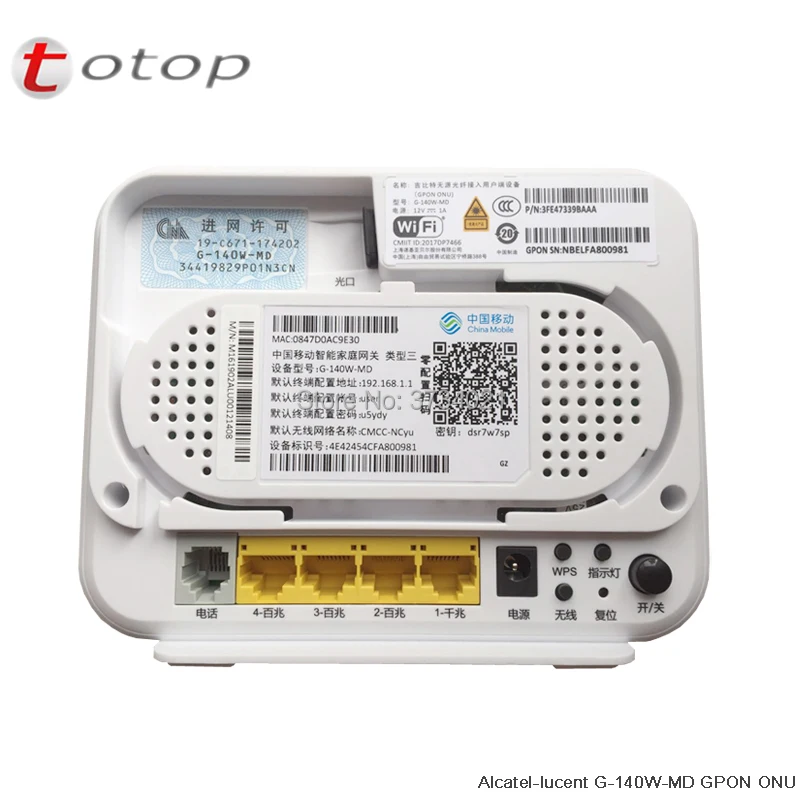 Режим маршрутизатора HGU Alcatel Lucent G 140W MD GPON ONU 1GE + 3FE 1Tel Wifi такая же функция как HG8546M