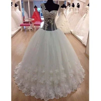 luxury ball gown princess wedding dress 2021 vestido de noiva one shoulder robe de mariee lace vestidos de festa bride dress