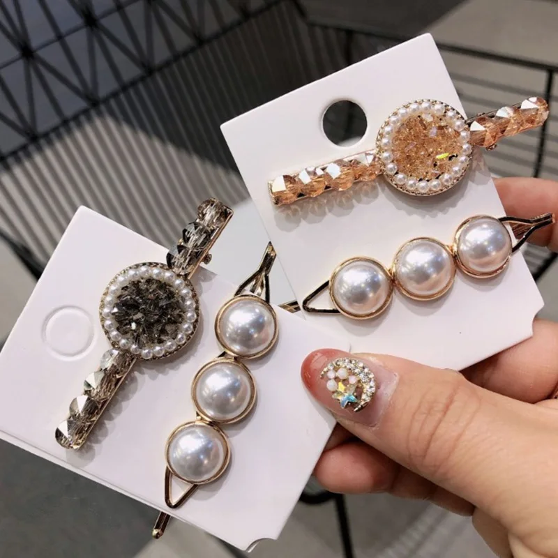 2/3 шт./компл. леди модная с кристаллами и жемчугом геометрический Заколки для