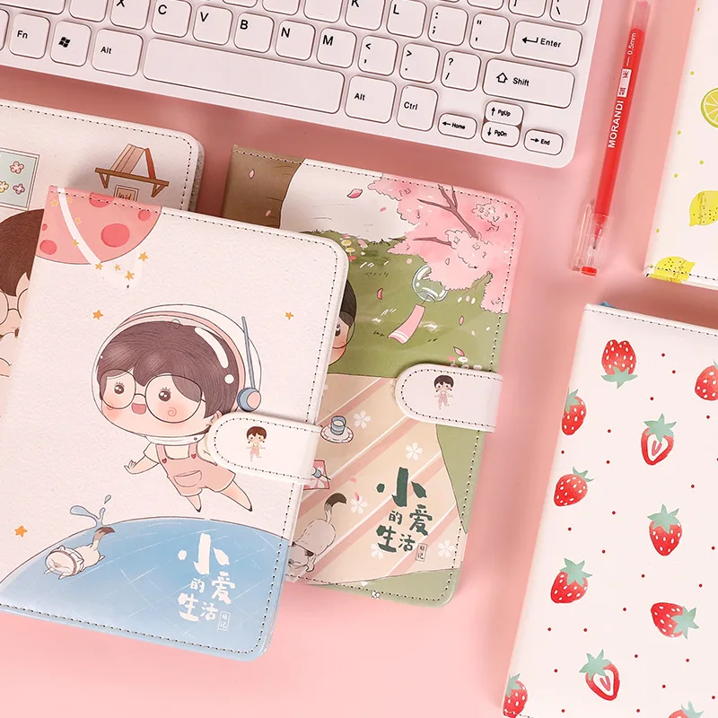 

Kawaii Girl Cat Fruit Notebook Cute Magnetic buckle Note Book Diary Planner Journal Notepad Stationery office School Supplies