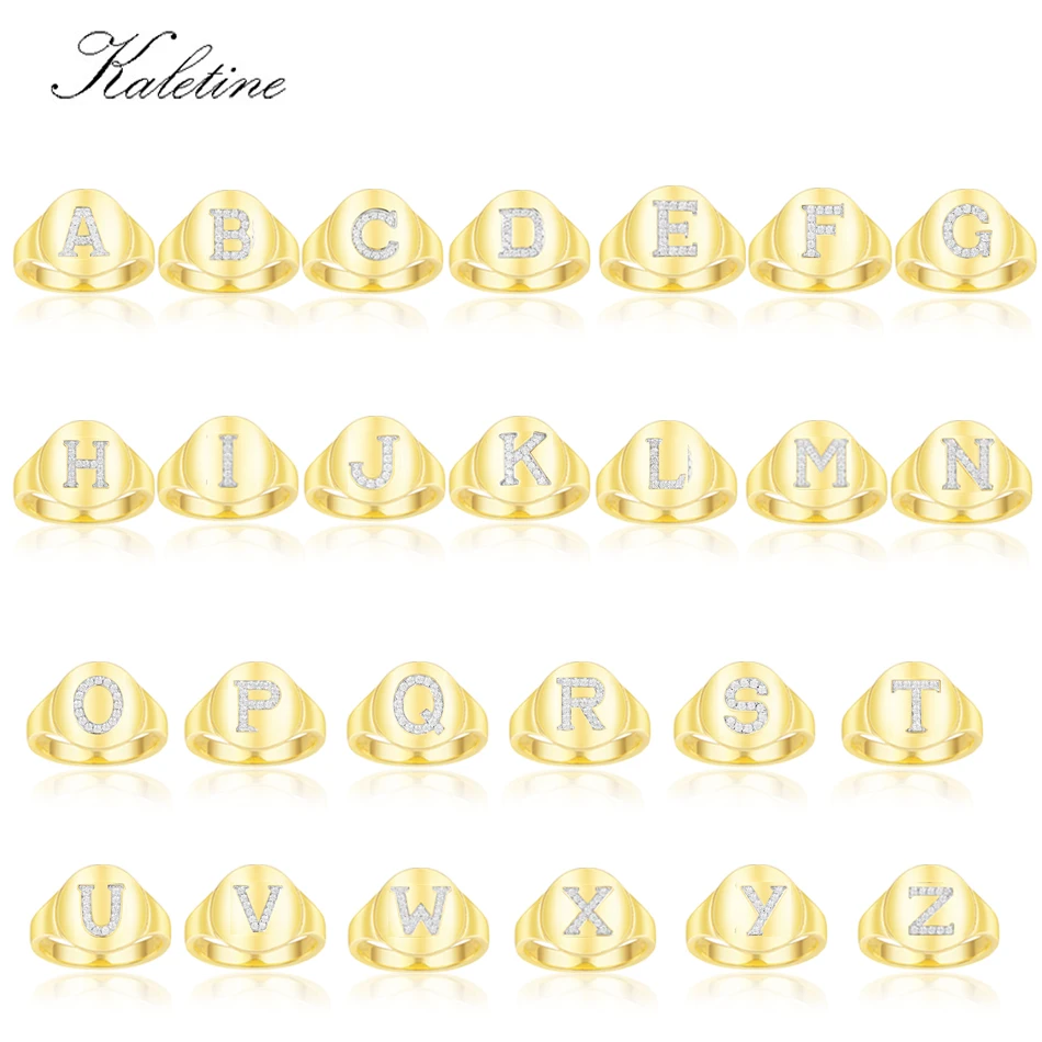 KALETINE, 925 пробы, серебряные кольца для женщин, с буквами, A-Z, коктейльное кольцо для девушек, для женщин, модное ювелирное изделие, юбилей, подарки для мужчин