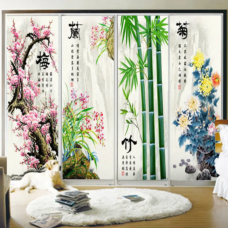 Новый китайский стиль кухня отель ванная комната раздвижная дверь пленка для