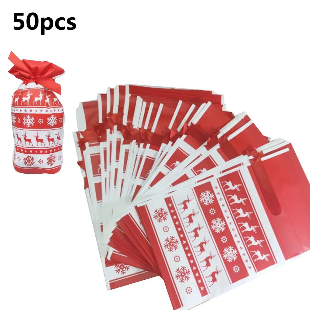 Новый год 50 шт в наборе рождественские конфеты сумка с ленты принтом