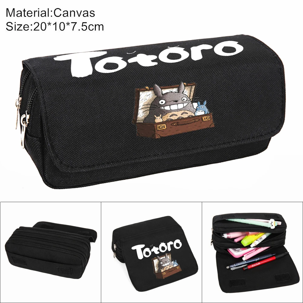 Anime My Neighbor Totoro Pencil Case Zipper Cosmetic Bag Casual Student Penbag Canvas Women Cartoon Makeup Stationery Gift |