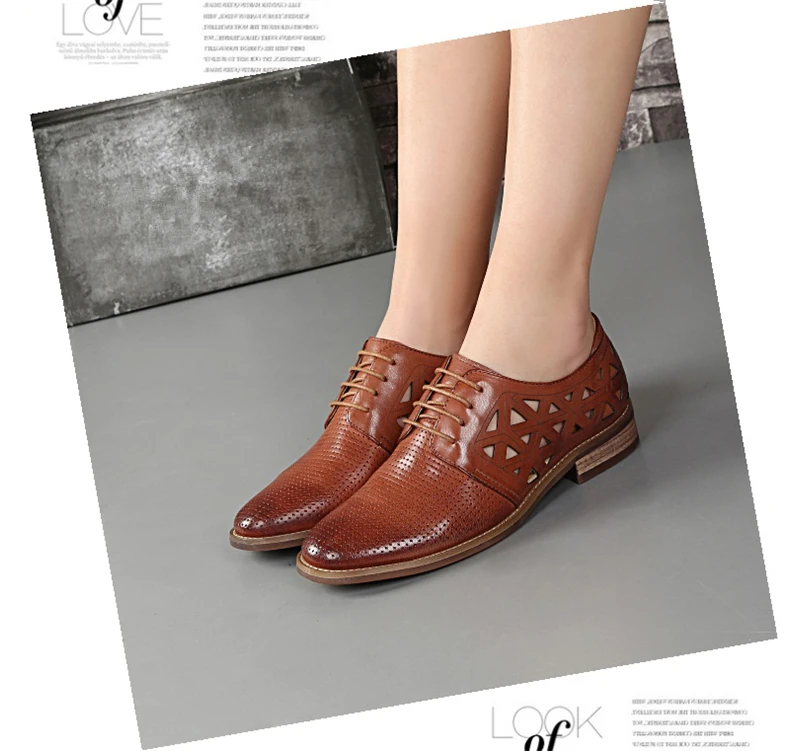 Yinzo/женские туфли-оксфорды на плоской подошве; женские кроссовки из натуральной кожи; женские броги; Повседневная обувь в винтажном стиле; женская обувь