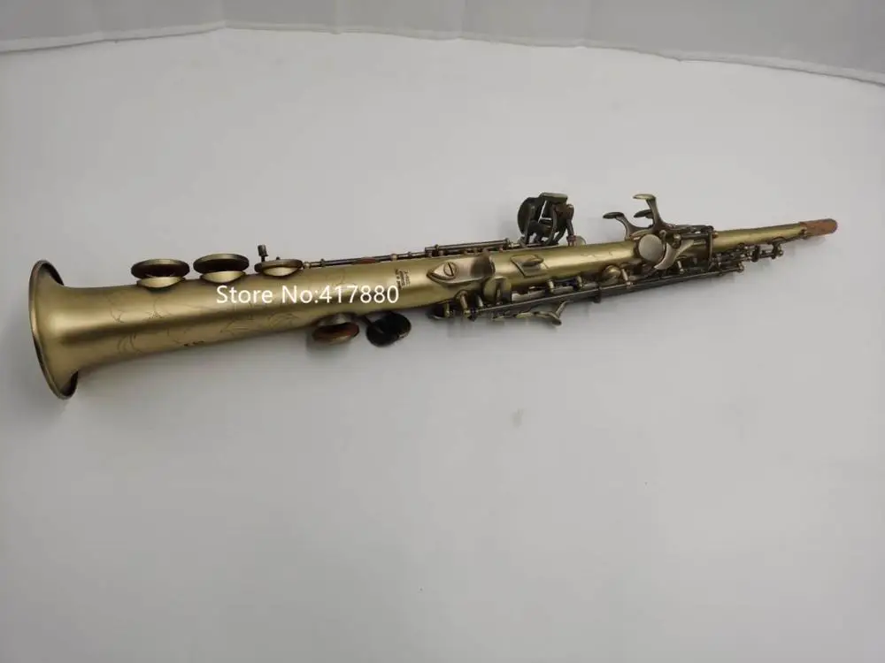Hot Selling Soprano Saxophone B Flat Retro sax Antique copper Musical instrument With Case gloves Free Shipping |