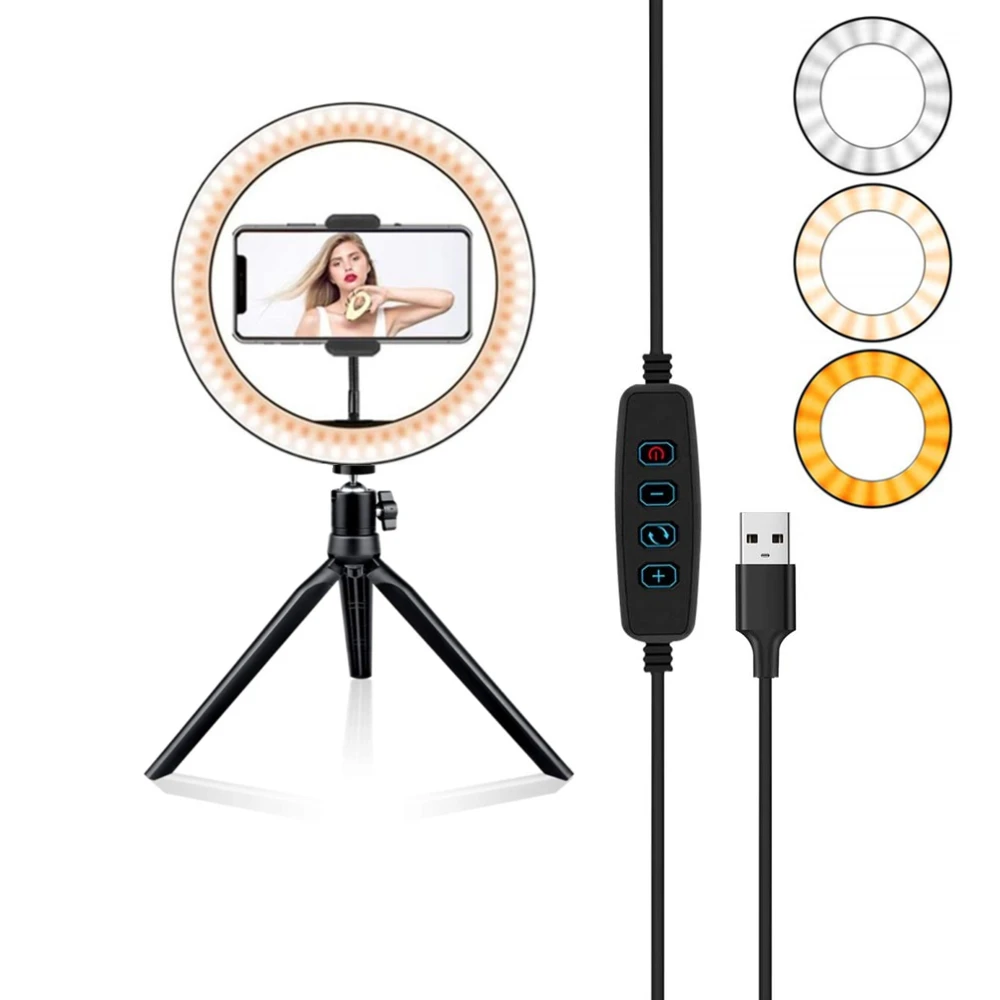 Кольцевая Светодиодная лампа для селфи беспроводной светильник с дистанционным
