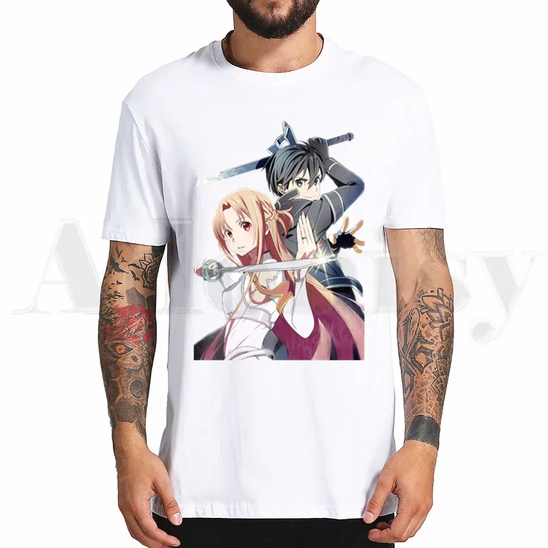 Футболка с изображением аниме меча онлайн САО Кирито Юки Асуна топы футболки для