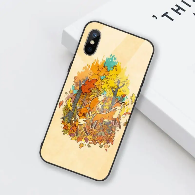 

Animal fox in the wild Autumn Phone Case Tempered glass For iphone 6 6S 7 8 plus X XS XR 11 12 mini PRO MAX