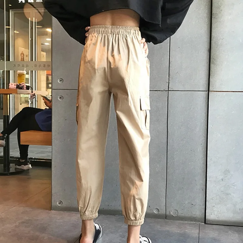 

* Ladies Pants Pocket Female Causal Pants Trousers Women High Waist Loose Drawstring Pants