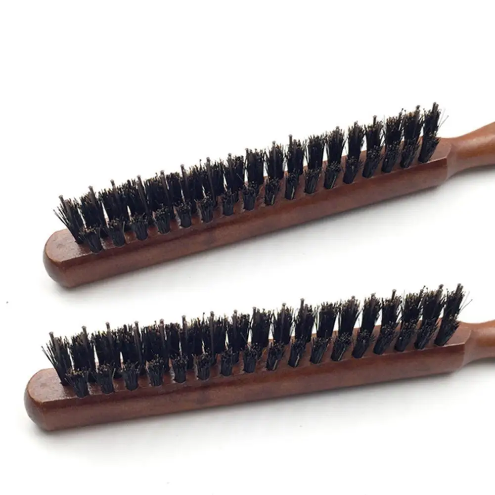 

Salon Hair Brush Wood Handle Boar Bristle Beard Brush Comb Detangling Pointed Tail Comb Hairdressing Styling Tools