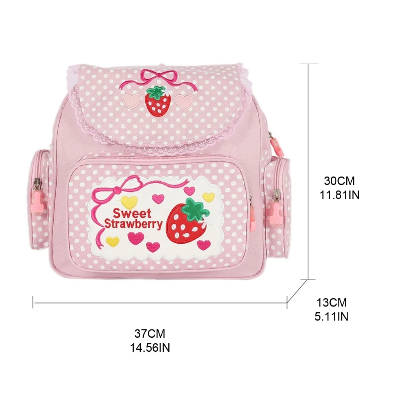 Школьный рюкзак с вышивкой «клубника» для девочек, детская школьная сумка, школьный рюкзак для девочек G5AE