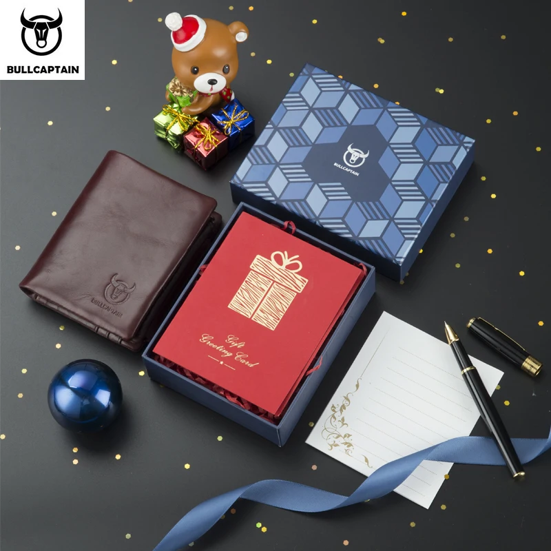 Мужской кожаный кошелек BULLCAPTAIN складной бумажник из мягкой воловьей кожи