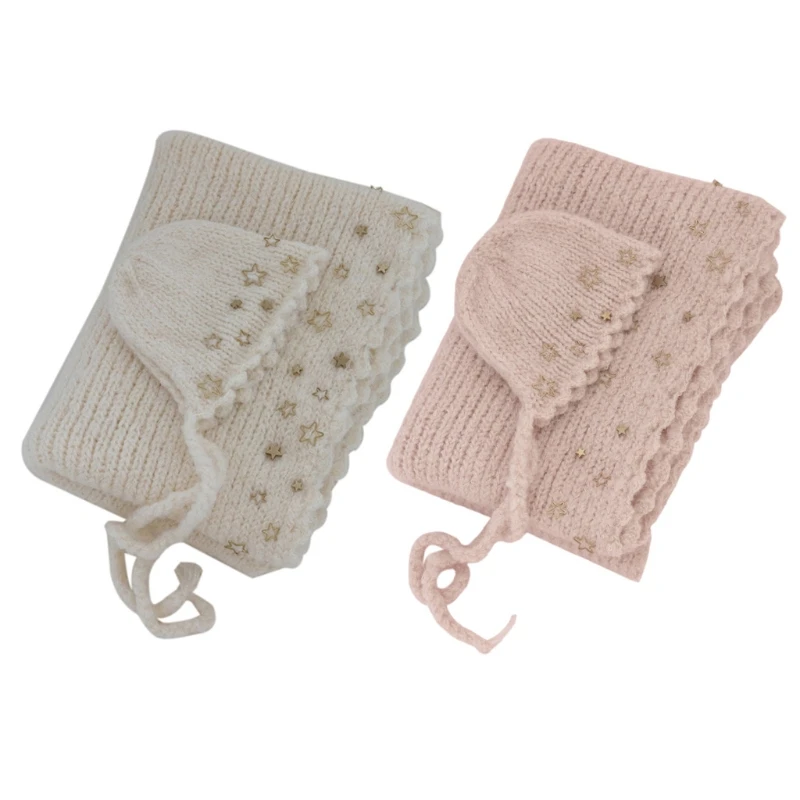 

Новорожденный костюм Детская фотография Реквизит Звездная шапка шерстяное одеяло набор для младенцев фотопленка для малышей