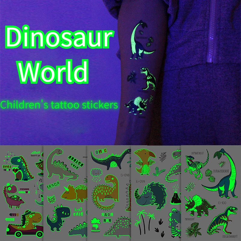 1 шт. детский светящийся водостойкий тату стикер с динозавром|Временные тату| |