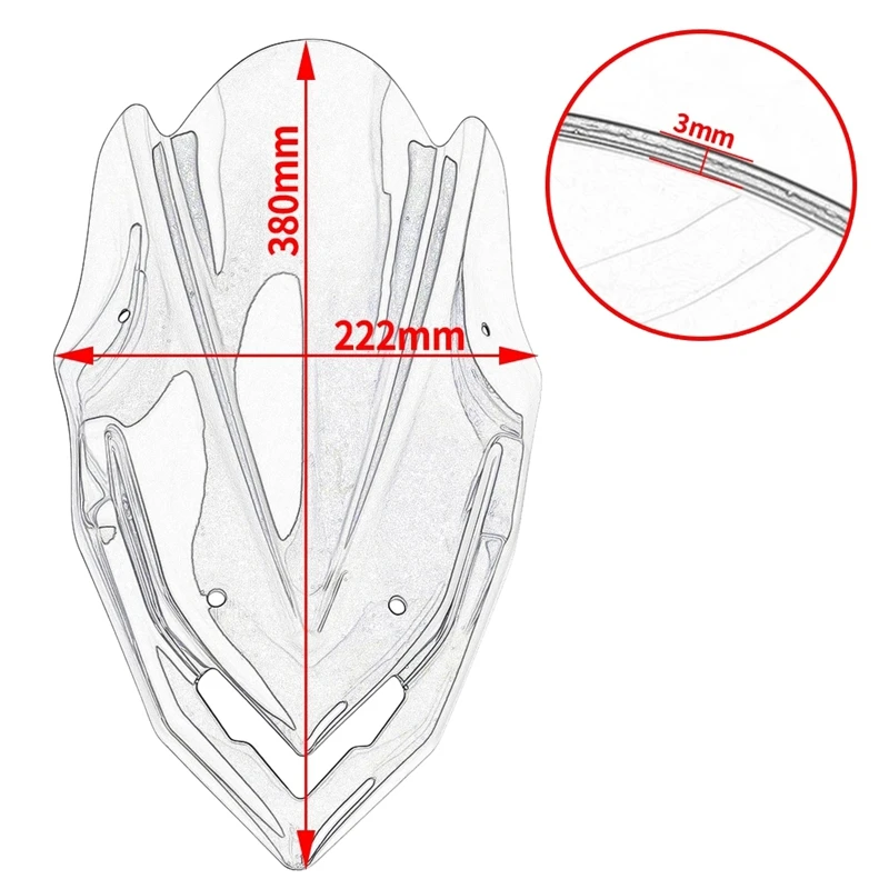 

Motorcycle Windshield Windscreen with Bracket for Kawasaki Z900 ZR900 2017 2018 2019 Z 900