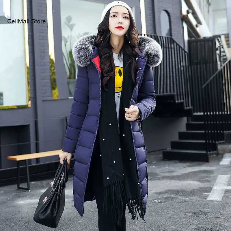 

Sides Both Can Be Wear Long Parkas Female Winter Hooded Slim Women's Jackets 2020 Witth Fur Collar Casual Thicken Coat Ladies