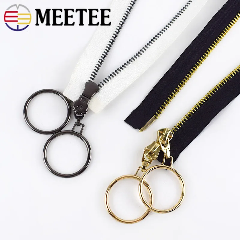 

2pcs Meetee 5# 85cm 120cm Metal Zippers Open-End Double/sigle Sliders Zip for Sewing Overcoat Jacket Zipper Clothes Accessories