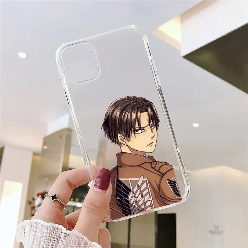 

Attack on Titan anime Levi-Ackerman Phone Case Transparent for iPhone 7 8 11 12 s mini pro X XS XR MAX Plus cover funda shell
