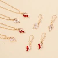multicolor zircon feather pendant necklace gold clavicle chain jewelry fashion trend single product necklace for women