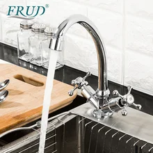 Frud Kitchen Faucets Zinc Alloy Single Hole Double Handles Faucet Ceramic Valve Core Hot and Cold Water Taps Kitchen Tapware