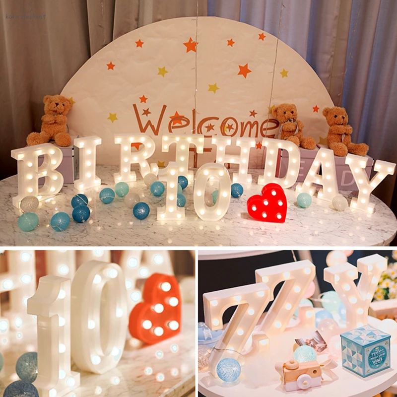 Ночной светильник, неоновая лампа с алфавитом, 26 букв, изменение цвета, для дня рождения, свадьбы, вечеринки, спальни, настенный светильник, ночник