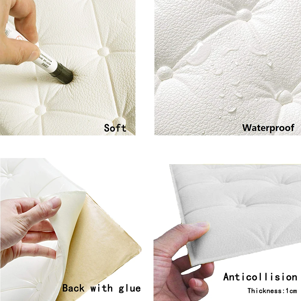3D Waterproof Wallpaper Faux Leather Foam Self Adhesive for Living Room Bedroom Kids DIY Wall Stickers Background | Обустройство дома