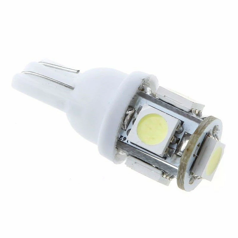 

T10 Car Lights 5050 5-SMD White License Plate Interior LED Reading 6000K Anti-vibration Replacement 20pcs Practical