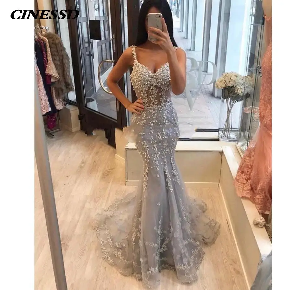 

Sexy African Lace Mermaid Prom Dresses Sleeveless For Black Girl See Through Shinning Evening Party Gowns Custom Made For Women