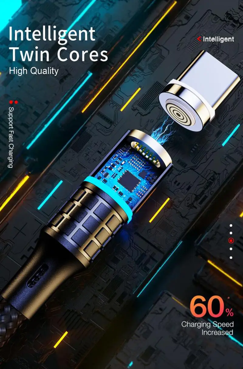 

5A 180Magnetic Charging Cable USB Type C Magnetic Charger USB C Cable For Huawei Samsung Xiaomi Mobile Phone Type-C Cable Hot