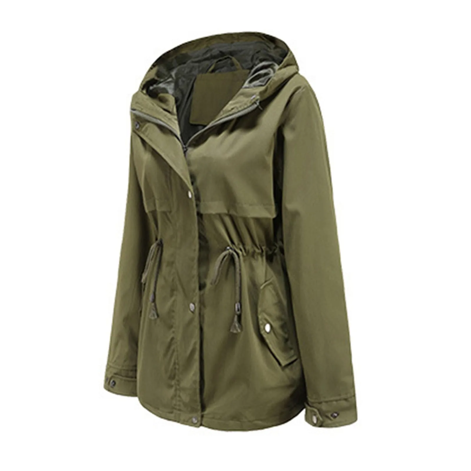 

Women's Autumn Winter Trench Jackets With Pockets Casual Long Sleeve Hood Jackets Windproof Outwear 2021 New casaco feminino