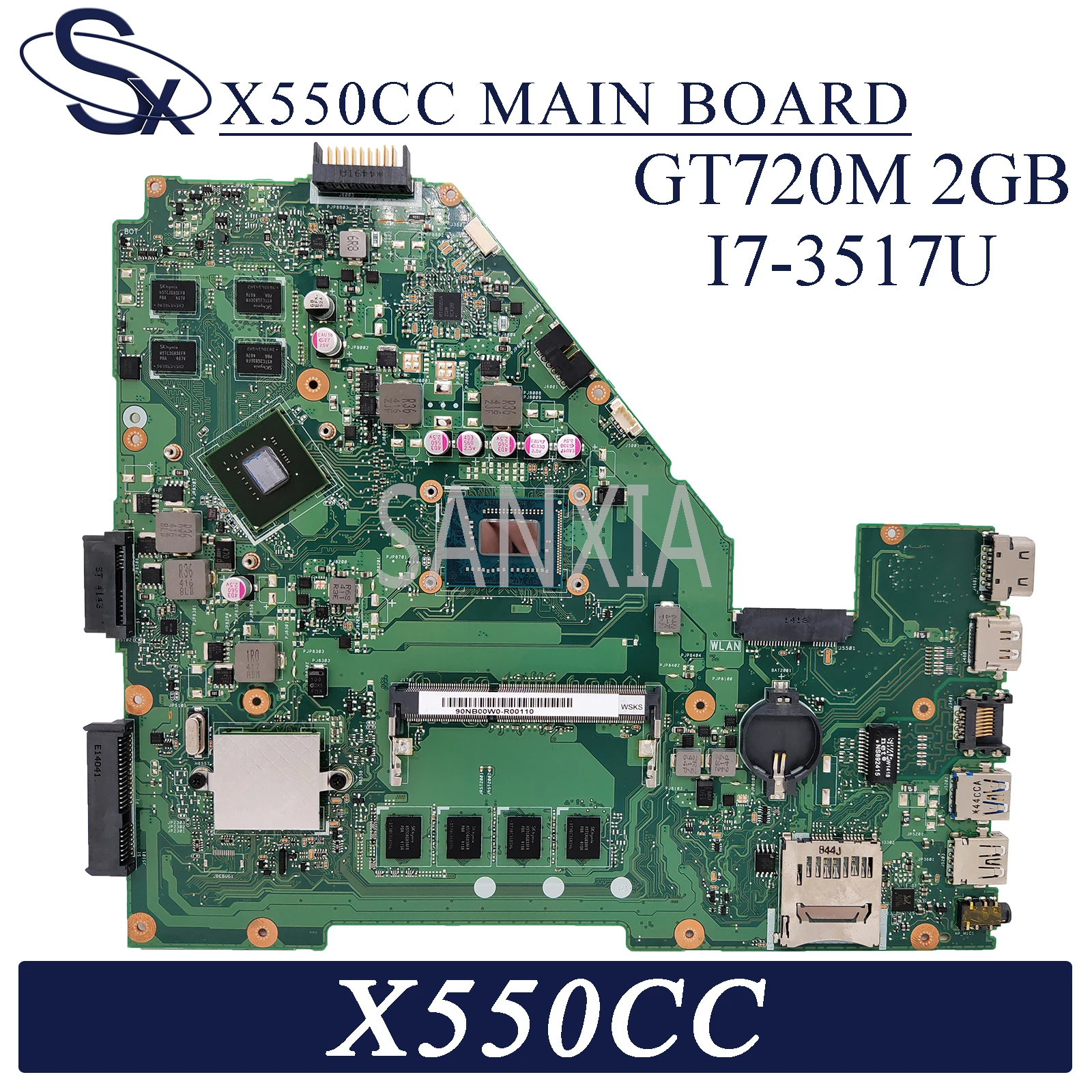 

Материнская плата KEFU X550CC для ноутбука ASUS X550C A550C X550CL R510C, оригинальная материнская плата 4GB-RAM I7-3517U GT720M