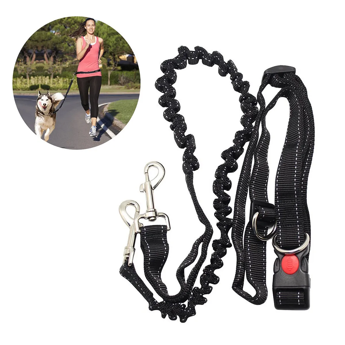 Dogs Leash Waist Rope Adjustable Hand Free Dog Harness Collar Pet Walking Running Jogging Lead Waist Belt Chest Strap