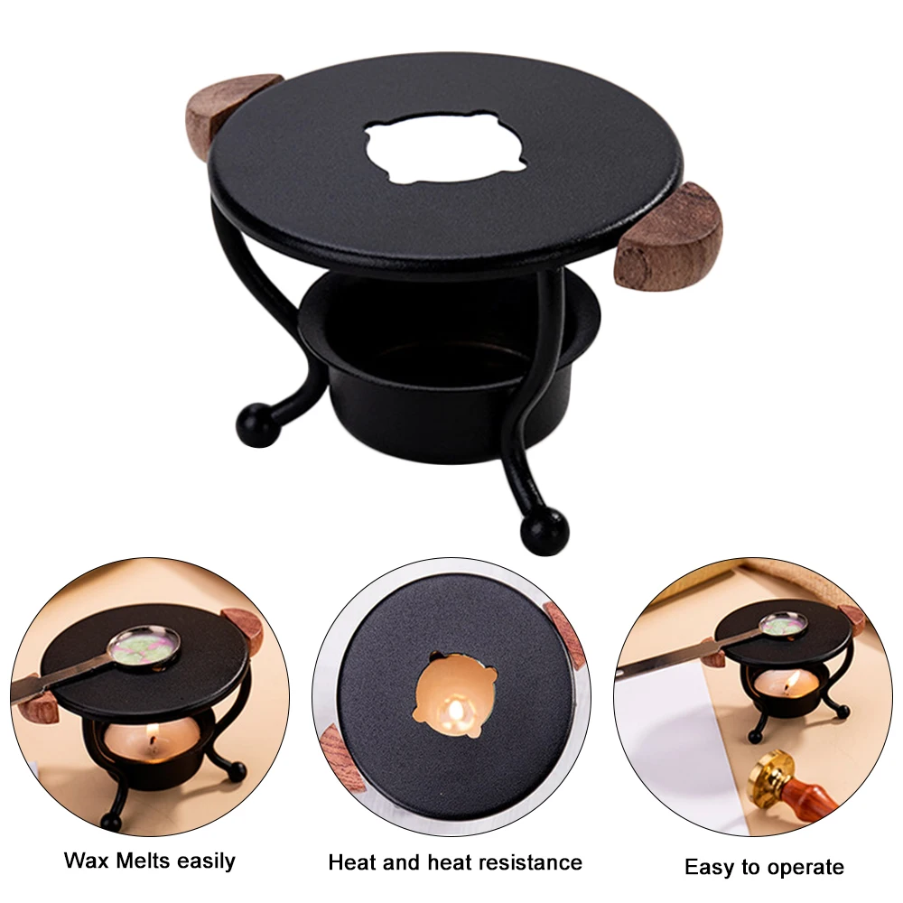 

New Durable Retro Tripod Fire Paint Wax Melting Wax Tripod Furnace Included Wood Handle Sealing Wax Spoon