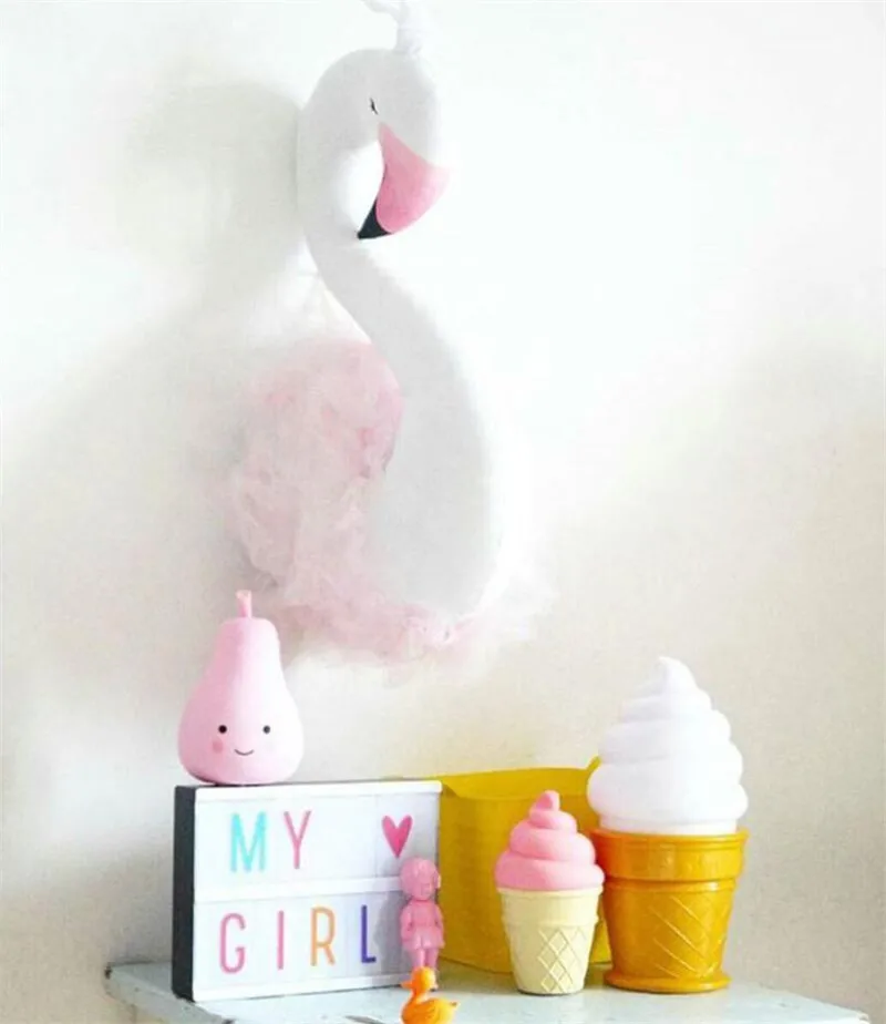 Скандинавский стиль Розовый Белый лебедь животные голова настенное крепление